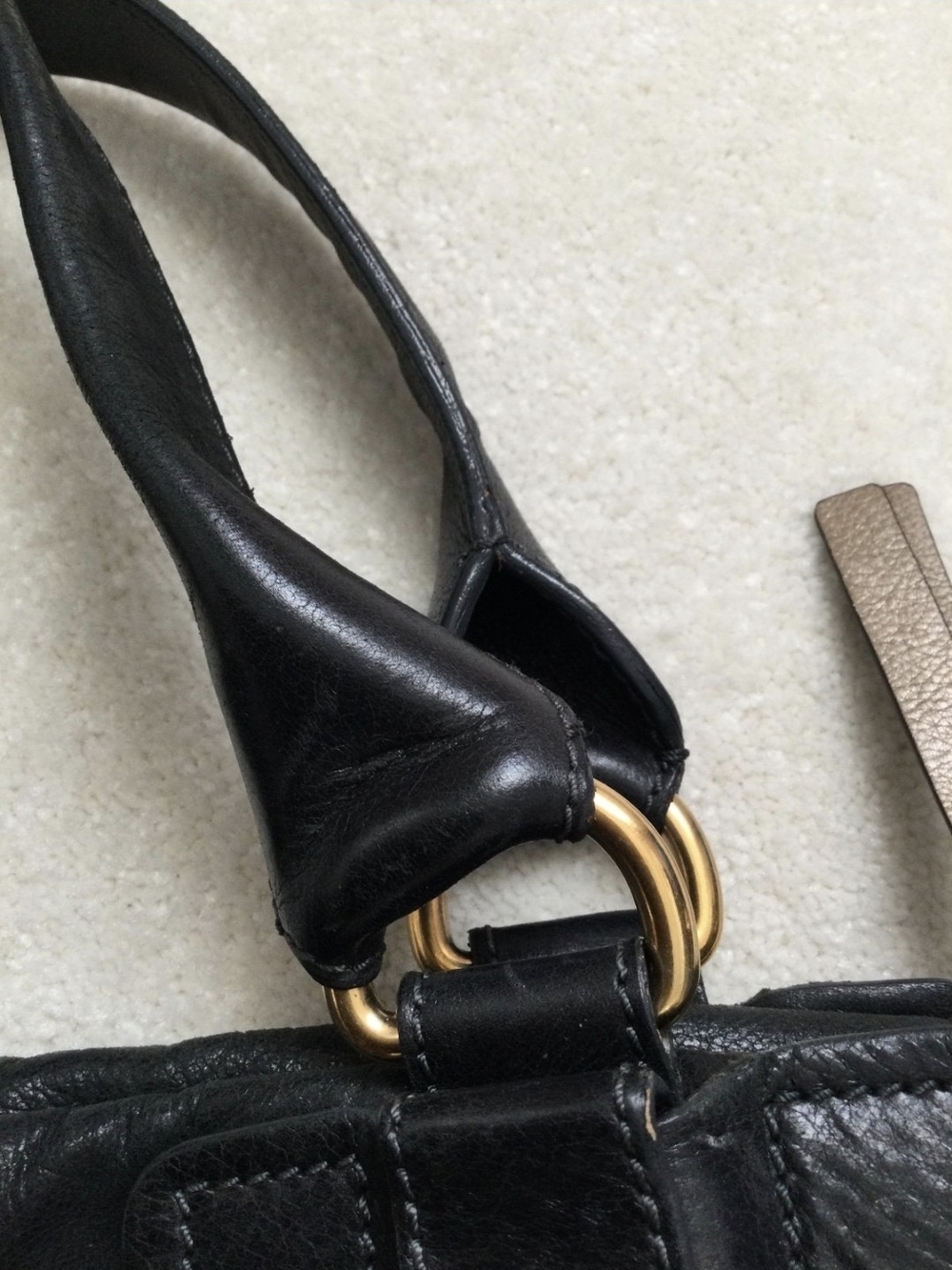 Black Chloe Bay Leather Satchel with Gold Hardware - Picture 7 of 11